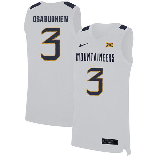 2020 Men #3 Gabe Osabuohien West Virginia Mountaineers College Basketball Jerseys Sale-White